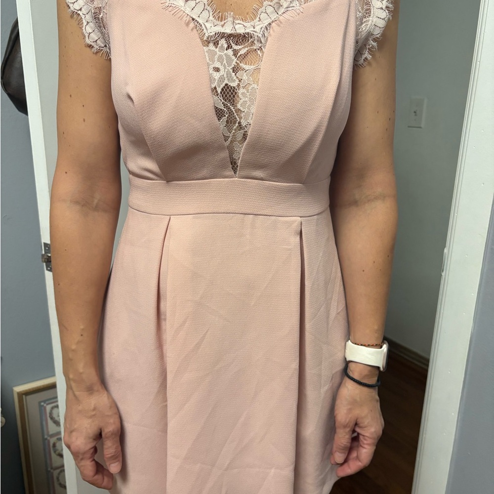 BCBGeneration Blush Lace Midi Dress
